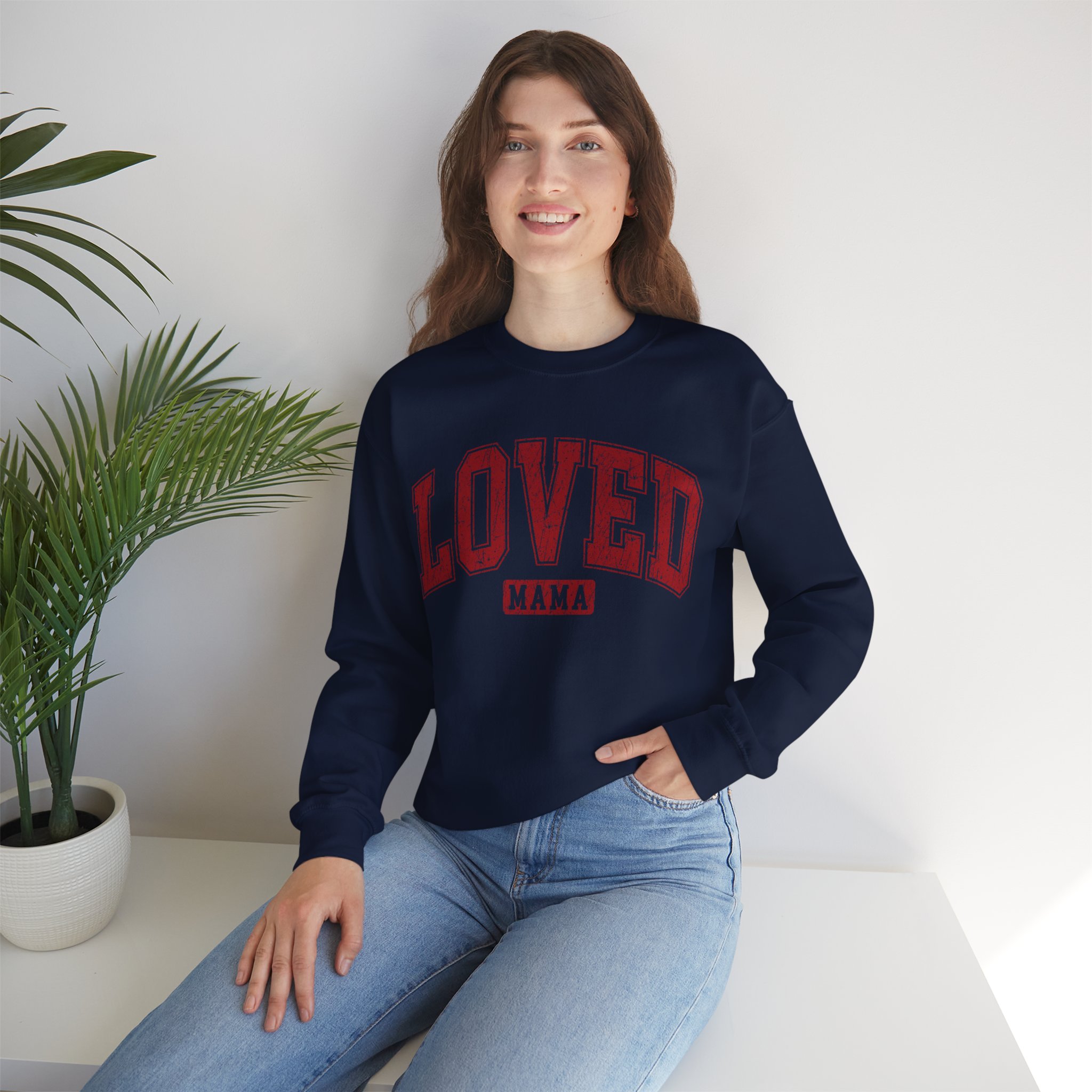 Luv's mama Luv Letters Stitch Embroidered Mama Sweatshirt, Pink - Bffs