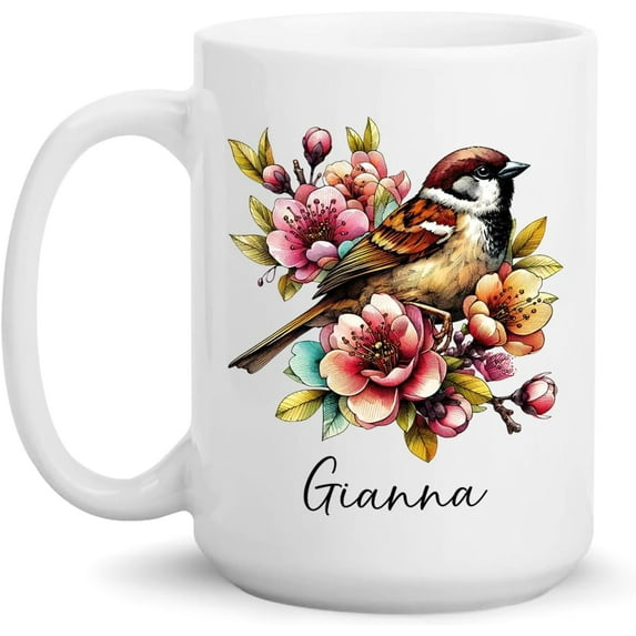 Loved One Memorial Cardinal Tea Cup, Custom Name Cardinal With Flower Ceramic Mug, Red Cardinal Bird Coffee Mug, Customized Cardinal Sympathy Ceramic Cup, Cardinal Gifts, White Mugs 11oz or 15oz