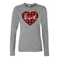 thumbnail image 1 of Loved Plaid Valentine's Day Women's Long Sleeve T-Shirt-Heather-small, 1 of 4