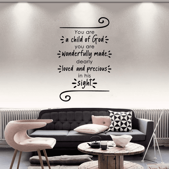 Loved and Precious Psalm 1:39 Bible Verse Religious Religion Christ Saying Motivational Quote Wall Decal Wall Art Designs Stickers for Home Room House Decor Vinyl Wall Sticker Decoration (20x18 inch)