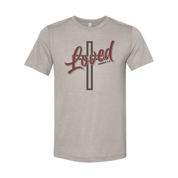Loved Shirt, Loved Cross, Cross Shirt, Jesus, Christian Shirts, Jesus Shirt, Godly Apparel, Christian T-shirt, Romans 5:8 Shirt, Romans, Heather Stone, XL