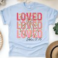 thumbnail image 1 of Loved Shirt for Women - John 3:16 Scripture Tee with Pink Bow Design, Light Blue, Size 5XL, 1 of 4