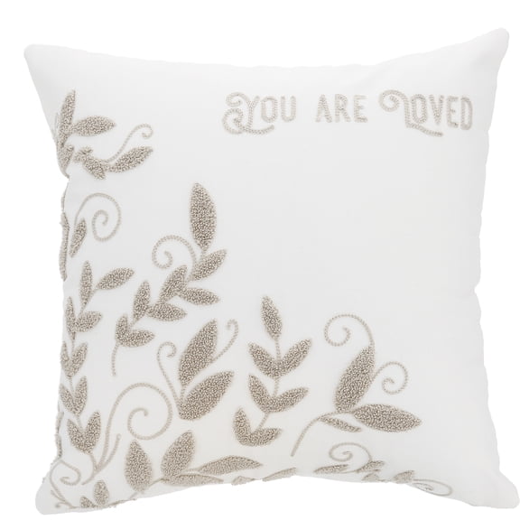 Pavilion Gift Company - Loved - Vines - 16" Punch Needle Embroidered Pillow