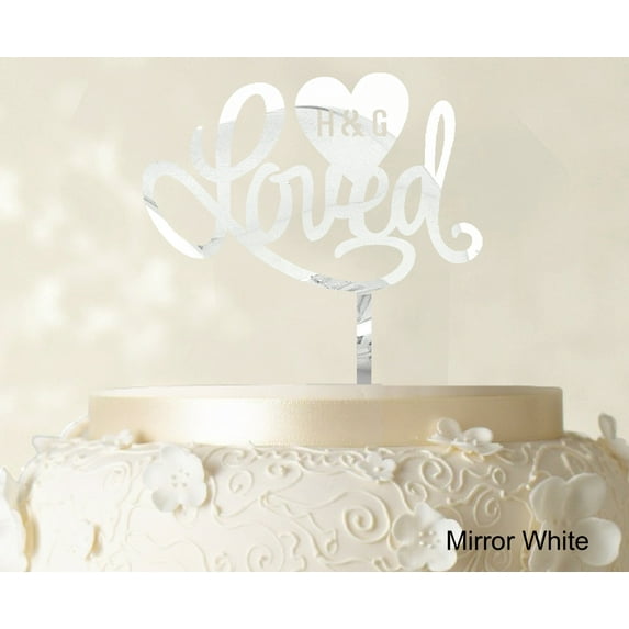 "Loved" Wedding Cake Topper Personalized Initial Name Cake Topper Cake Decoration Option Available 6"-7" Inches Wide