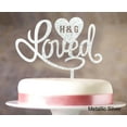 thumbnail image 1 of """Loved"" Wedding Cake Topper Personalized Initial Name Cake Topper Cake Decoration Option Available 6""-7"" Inches Wide", 1 of 1