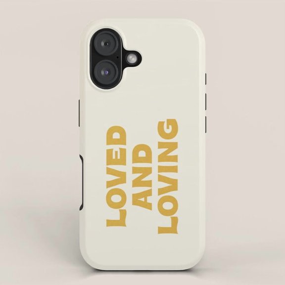 Loved and Loving Mustard Typography Tough Case for Apple iPhone, Polycarbonate and TPU