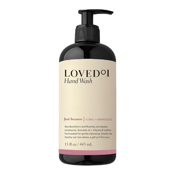 Loved01 Hand Wash Liquid Soap  Gentle & Hydrating, Soft Floral Scent Just Because, Cruelty-Free, 15 fl oz