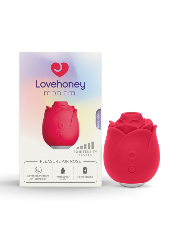 Mon Ami Pleasure Air Suction Vibrating Rose, Red
