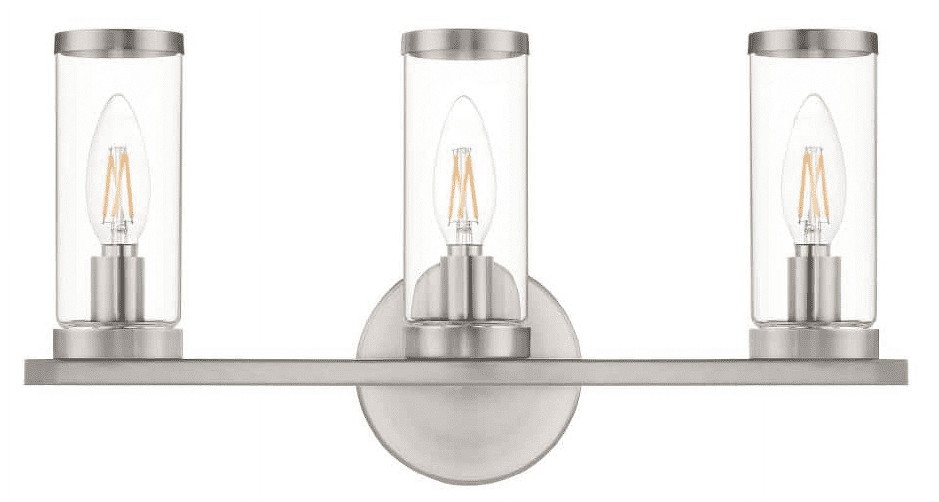 Loveland 16.625 in. 3Light Brushed Nickel Light Fixture with Clear