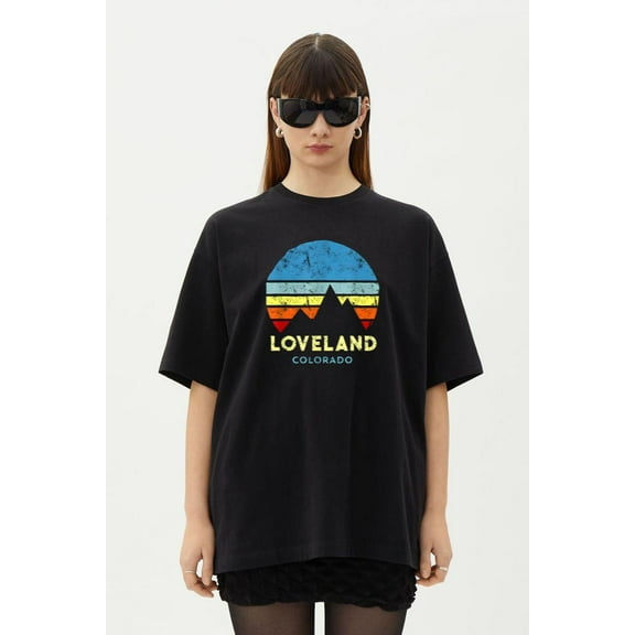 Loveland Colorado CO City State Souvenir Gift Black T-Shirt, for men & women, up to size 5XL