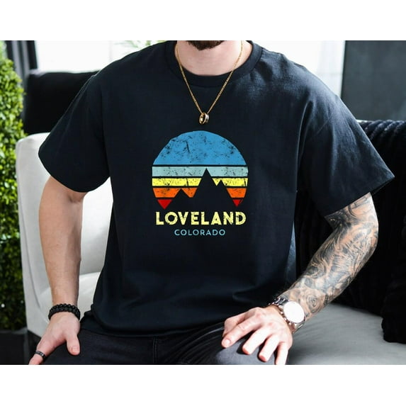 Loveland Colorado T-shirt with Scenic Travel Souvenir Graphic, for men & women, up to size 5XL