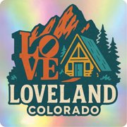 Loveland Colorado Vintage Design Souvenir Holographic Decorative Vinyl Decal Sticker 2-Inch
