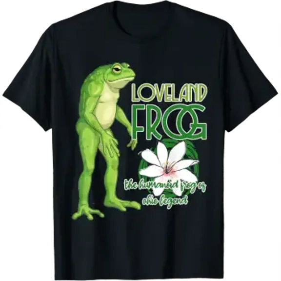 Loveland Frog Ohio Cryptid Legend Apparel Graphic T-Shirt, Size S-5XL