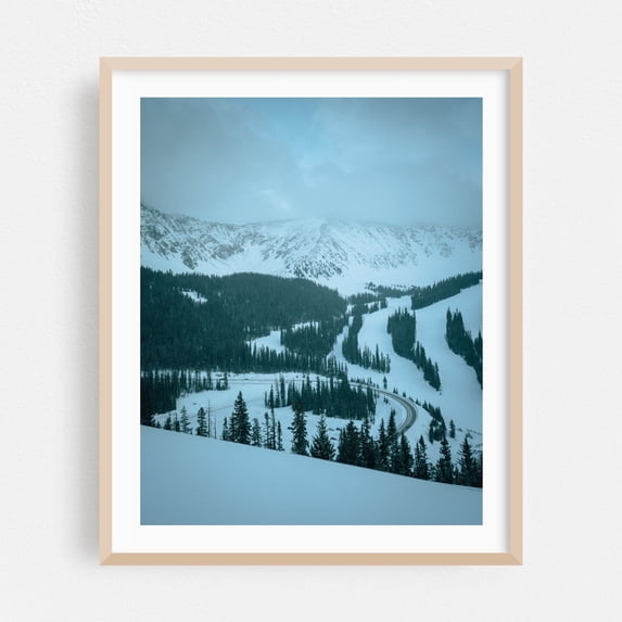 Loveland Pass View - Colorado Photography Mountain Snow Winter Landscape Nature Forest Scenic Oak Framed Wall Art Print 8 x 10 inches