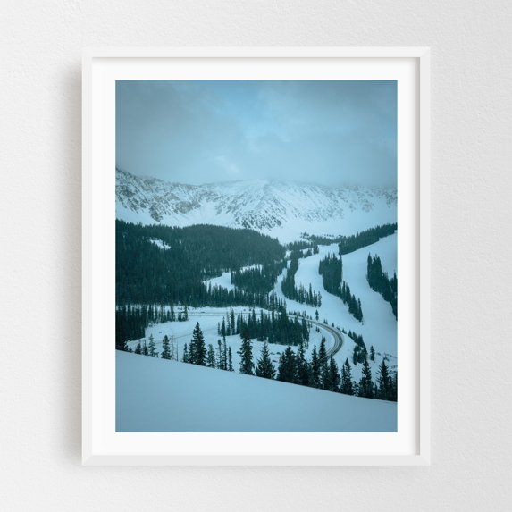 Loveland Pass View - Colorado Photography Mountain Snow Winter Landscape Nature Forest Scenic White Framed Wall Art Print 18 x 24 inches
