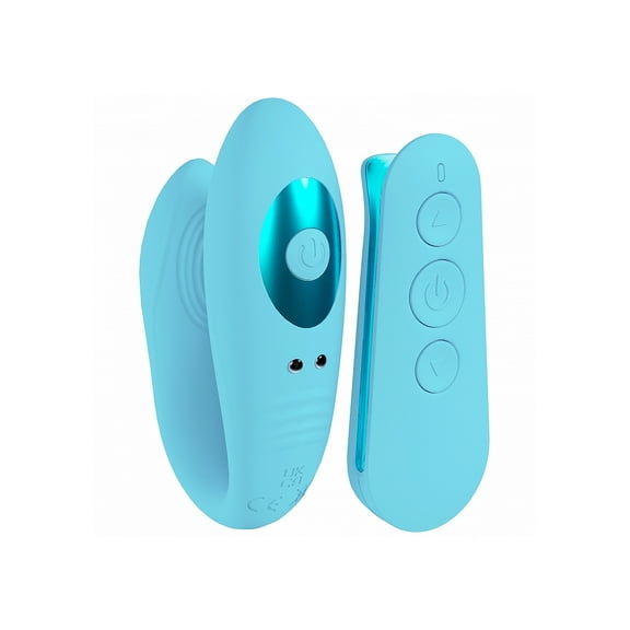 Loveline Charme Dual Motor Silicone Rechargeable G-Spot Cilitrol Vibrator with Remote Control, Blue