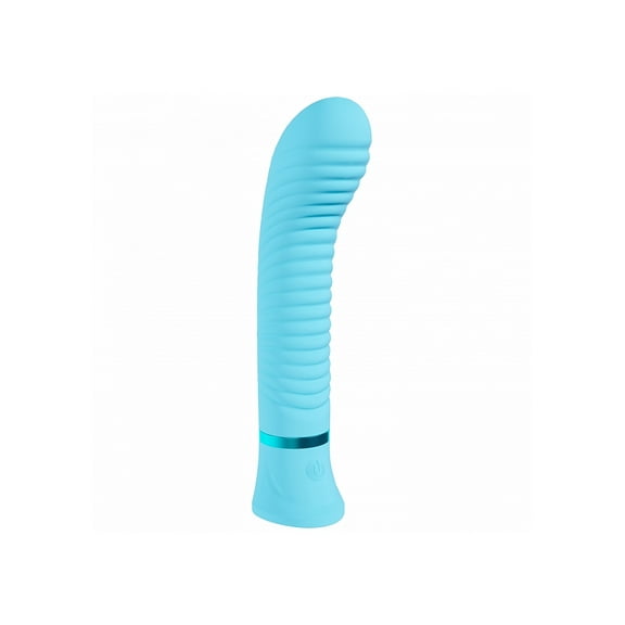 Loveline Divine 10 Function Rechargeable Silicone Ribbed G-Spot Vibrator, Blue