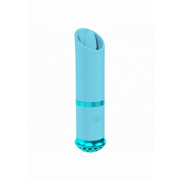 Loveline Luxe 10 Function Mini Lipstick Rechargeable Silicone Discreet Vibrator, Blue