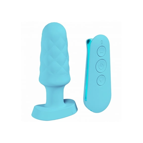 Loveline Velvet Silicone Rechargeable Vibrating Anal Plug with Remote Control, Blue