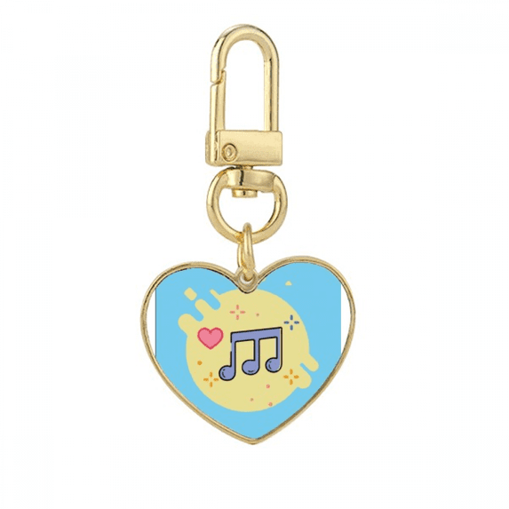 Loveliness Mignon Musical Mark Gold Heart Keychain Metal Keyring Holder