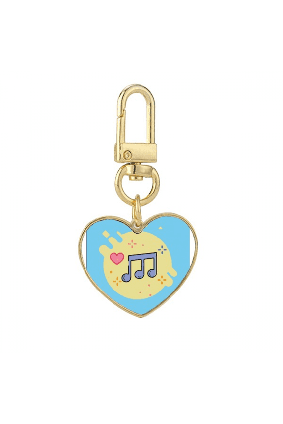 Loveliness Mignon Musical Mark Gold Heart Keychain Metal Keyring Holder