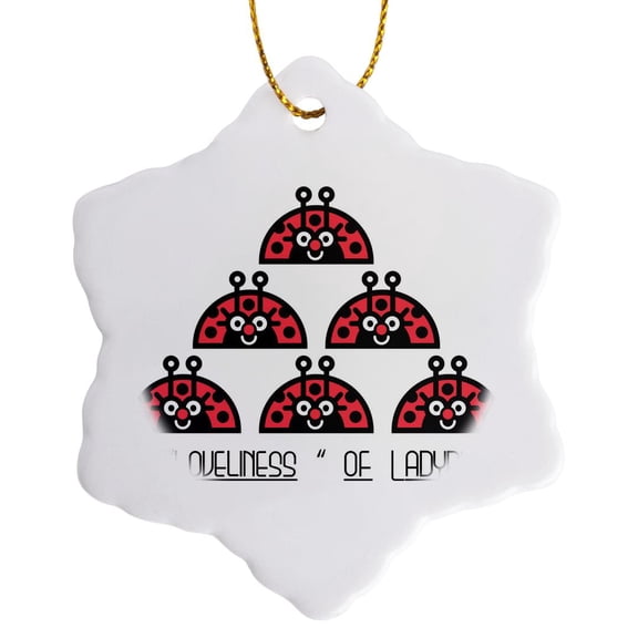 3drose, Loveliness of Ladybugs Cartoon, 3 inch Snowflake Porcelain Ornament