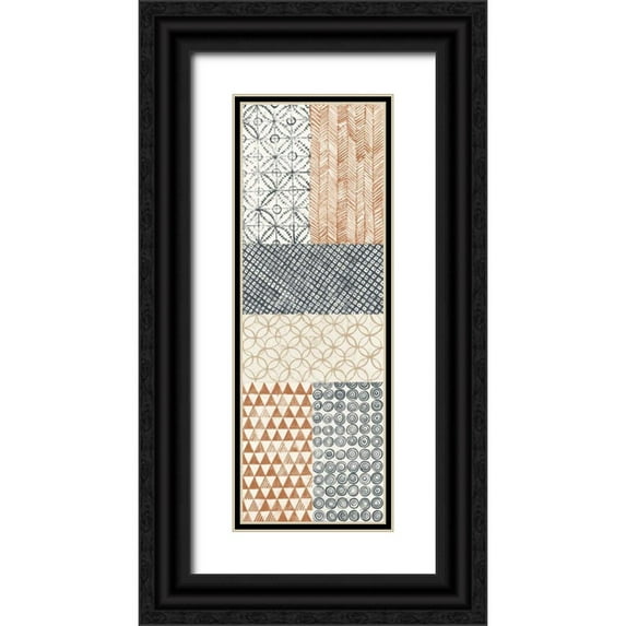Lovell, Kathrine 11x24 Black Ornate Wood Framed with Double Matting Museum Art Print Titled - Maki Tile Panel I Warm
