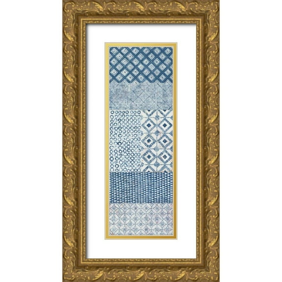 Lovell, Kathrine 11x24 Gold Ornate Wood Framed with Double Matting Museum Art Print Titled - Maki Tile Panel II