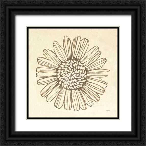 Lovell, Kathrine 12x12 Black Ornate Wood Framed with Double Matting Museum Art Print Titled - Farmhouse Sunflower