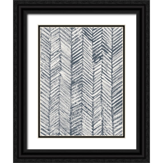 Lovell, Kathrine 12x14 Black Ornate Wood Framed with Double Matting Museum Art Print Titled - Maki Tile Panel I Crop II Blue