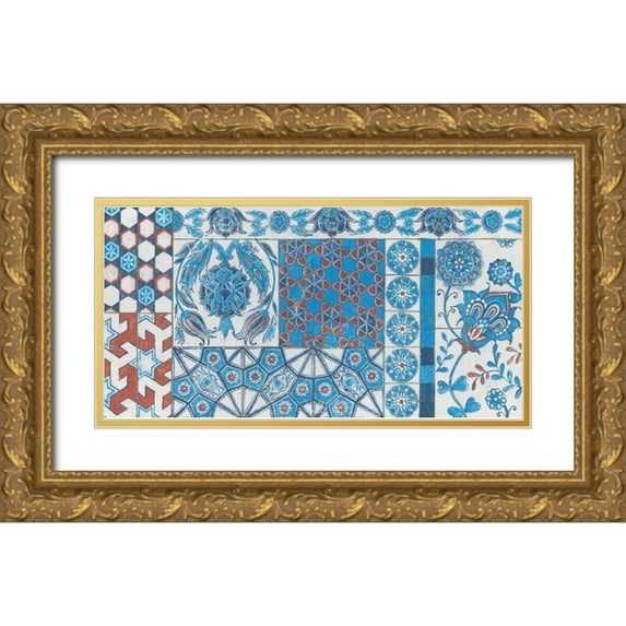 Lovell, Kathrine 14x9 Gold Ornate Wood Framed with Double Matting Museum Art Print Titled - Turkish Tiles