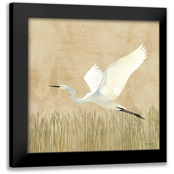 Lovell, Kathrine 15x15 Black Modern Framed Museum Art Print Titled - Egret Alighting II Flipped Neutral