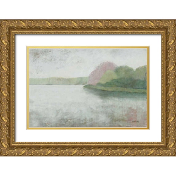 Lovell, Kathrine 18x13 Gold Ornate Wood Framed with Double Matting Museum Art Print Titled - Nonquit Pond in May v2