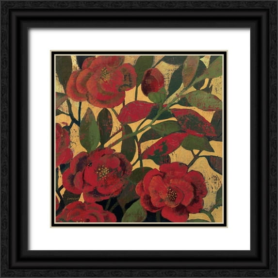 Lovell, Kathrine 20x20 Black Ornate Wood Framed with Double Matting Museum Art Print Titled - Abundant Roses II