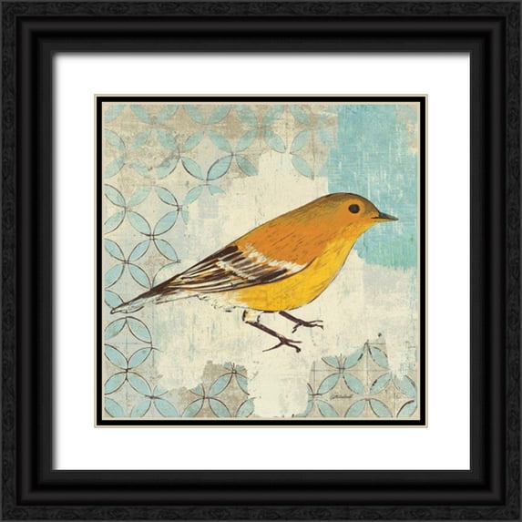 Lovell, Kathrine 26x26 Black Ornate Wood Framed with Double Matting Museum Art Print Titled - Pine Warbler