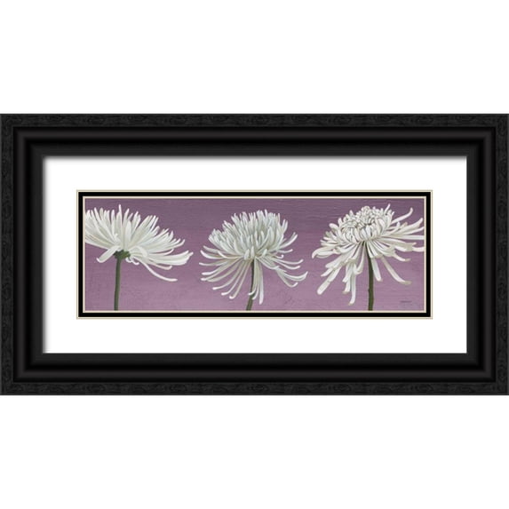 Lovell, Kathrine 32x13 Black Ornate Wood Framed with Double Matting Museum Art Print Titled - Morning Chrysanthemums V Lavender