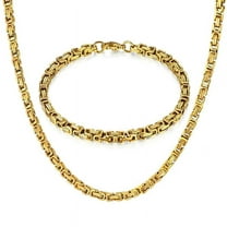 Lovelords 14k Yellow Gold  Jewelry Set Hip Hop Byzantine Chain Bracelet & Necklace Set For Men Men Jewelry