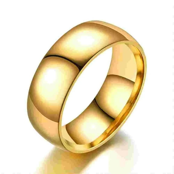 Lovelords 8mm Simple Ring Classic Smooth 14k Yellow Gold Wedding Engagement Rings For Women and Men Jewelry