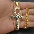 thumbnail image 1 of Lovelords Fashion Ancient Egyptian Ankh Cross Necklace For Men Women 14k Yellow Gold Biker Pendant Amulet Jewelry Gift, 1 of 6