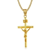 Lovelords Fashion Crucifix Jesus Christ Men Jewelry 14K Gold Cross Pendant With Neck Chain Necklaces For Man Women S076