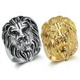 thumbnail image 1 of Lovelords Hot Sale Men's Ring 14K Yellow Gold Lion Head Rings For Men Male Punk Rock Animal Jewelry, 1 of 6