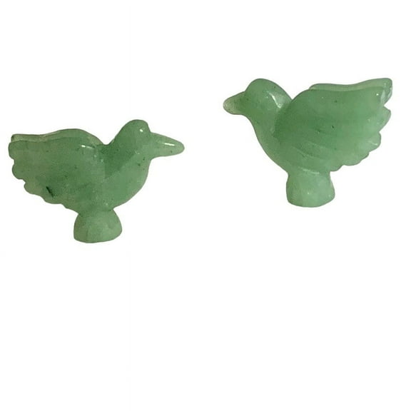 Lovely 2 Hand Carved Aventurine Dove Bird Animal Beads | 26x19x7mm | Green | 2 Beads
