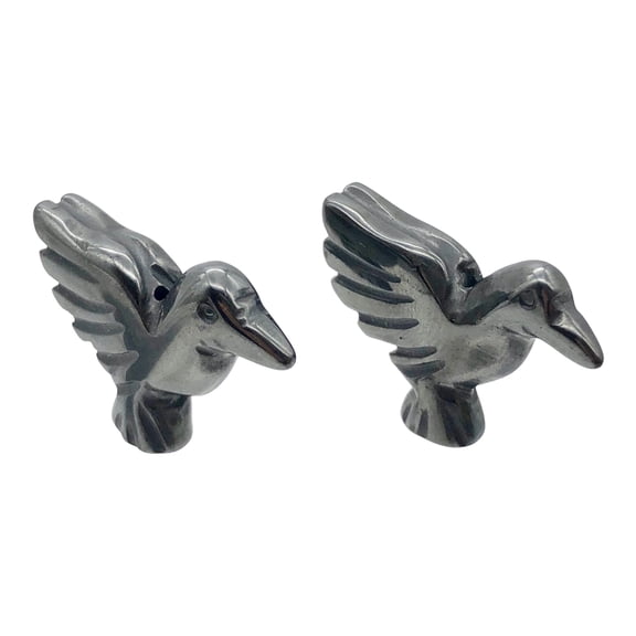 Lovely 2 Hand Carved Hematite Dove Bird Animal Beads | 25x18x5.5mm | Graphite | 2 Beads