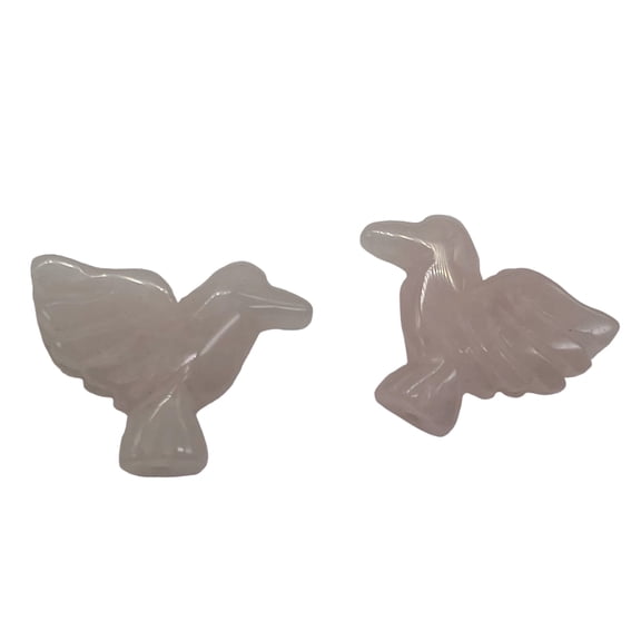 Lovely 2 Rose Quartz Dove Bird Animal Beads | 18x18x7mm (Dove) | Pink | 2 Beads