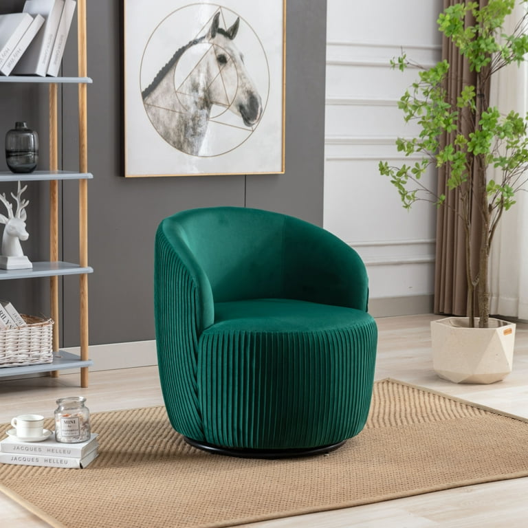 360 Degree Swivel Barrel Sofa Chair, Velvet Fabric, for Living