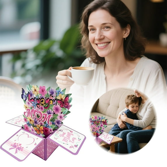 Lovely 3D Floral Pop Up Greeting Card, Flower Card for Mother's Day, Birthday Gift for Mom Wife Grandma, Thank You Card, Women's Day, Anniversary Card