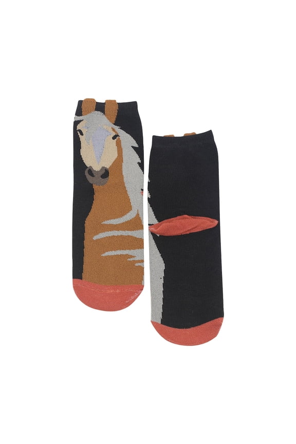 Lovely 3D Horse Ear Decor Cotton Crew Socks, Sweat Wicking Skin Friendly Fabric, All Season Versatile Hosiery Matching Sneakers Flats Boots Black