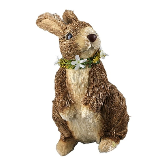 Lovely 8inch Spring Easter Straw Bunny Figurine Rabbit Bunnies Holiday Decoration Indoor Home Office Table Centerpiece Art Handmade Statue Photo Props
