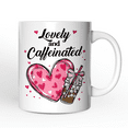 thumbnail image 1 of Lovely And Caffeinated Mug, Valentine Heart Coquette Bow Coffee Lover Gift, 1 of 3