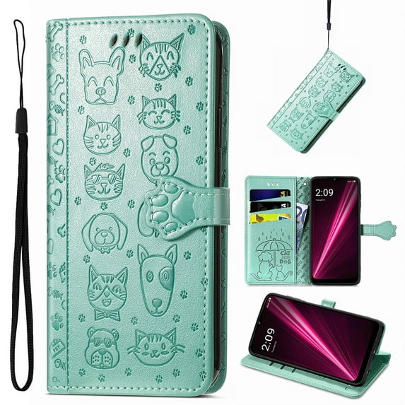 Lovely Animal Pattern Wallet Flip Case for Motorola Moto G 5G 2024, PU Leather Magnetic Closure Card Holder Lanyard Kickstand Phone Cover for Motorola Moto G 5G 2024, Green